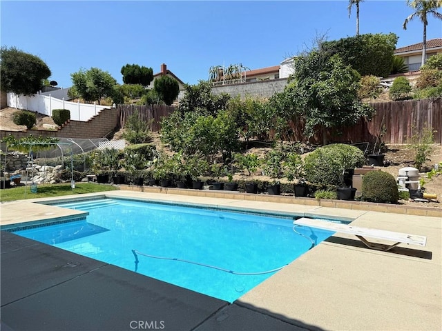 2227 Langspur Dr, Hacienda Heights, CA 91745 - view of pool with a fenced backyard and a diving board