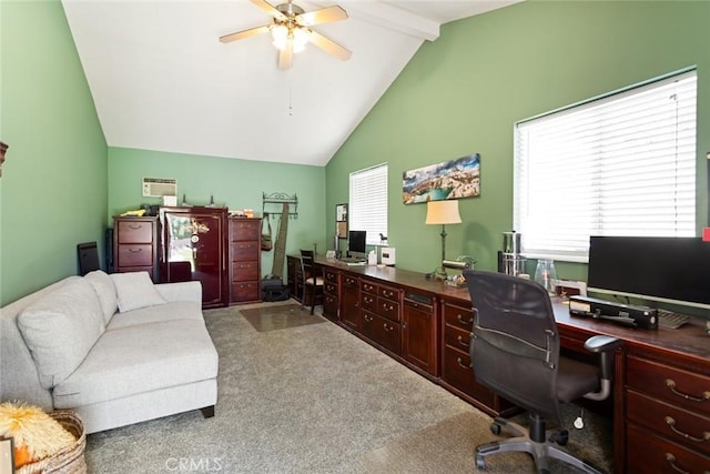 18310 Canon St, Devore, CA 92407 - office area featuring ceiling fan and carpet