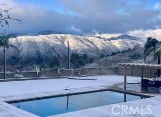 18310 Canon St, Devore, CA 92407 - snow covered pool featuring a mountain view