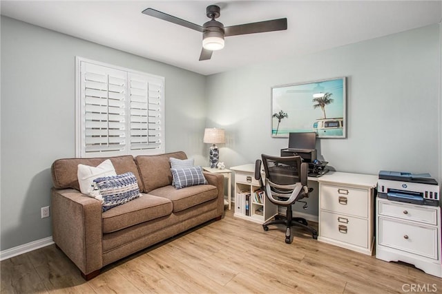 849 Half Moon Ave, Redlands, CA 92374 - office area with a ceiling fan and light wood-type flooring