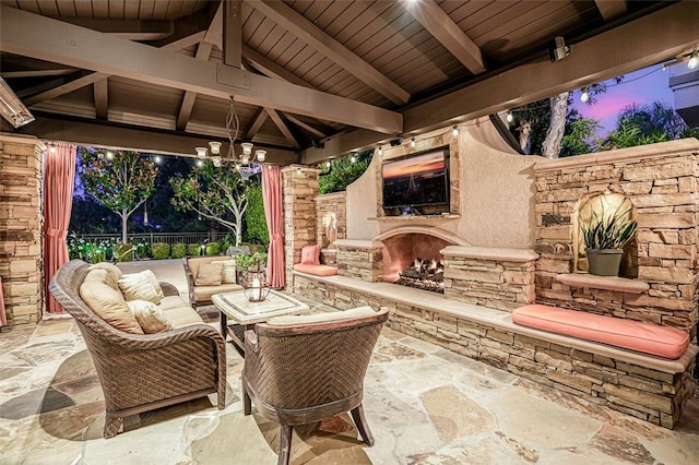 25291 Derbyhill Dr, Laguna Hills, CA 92653 - view of patio featuring a gazebo and an outdoor living space with a fireplace