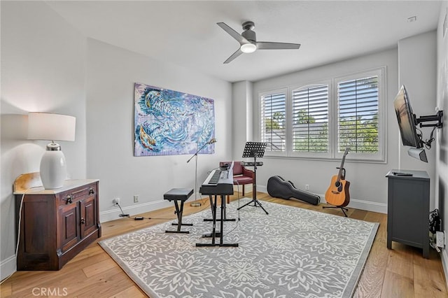 25291 Derbyhill Dr, Laguna Hills, CA 92653 - office area featuring ceiling fan and light wood-style flooring