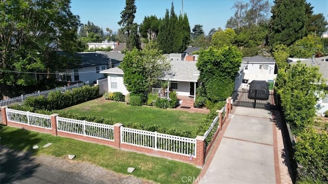 5525 Costello Ave, Sherman Oaks, CA 91401 - obstructed view of property featuring a gate, covered porch, and view of wooded area