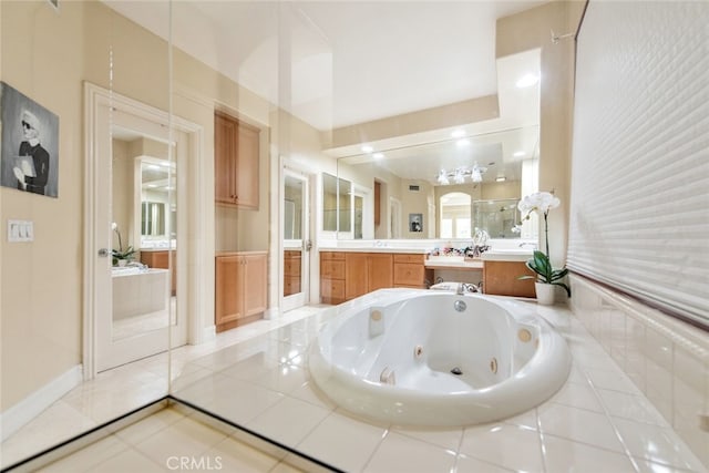 2 Shadow, Irvine, CA 92620 - full bathroom featuring a jetted tub, vanity, and tile patterned floors