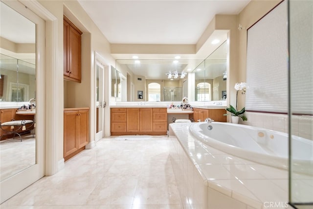2 Shadow, Irvine, CA 92620 - full bathroom with a bath, vanity, and recessed lighting