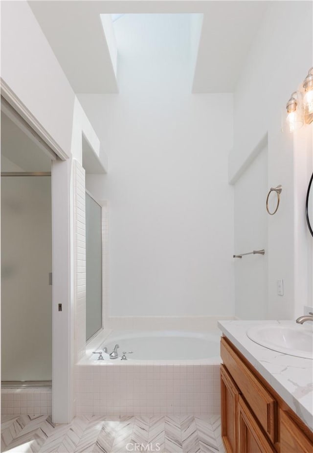 3 Longbourn Aisle, Irvine, CA 92603 - full bath featuring a bath, vanity, and a shower stall