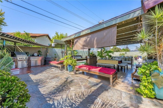 5837 Los Arcos Way, Buena Park, CA 90620 - view of patio / terrace featuring an outdoor hangout area and an outdoor kitchen