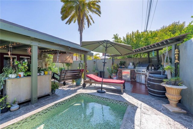 5837 Los Arcos Way, Buena Park, CA 90620 - view of pool with a patio area, a fenced backyard, and area for grilling