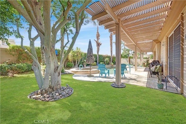 44397 Mesquite Dr, Indian Wells, CA 92210 - fenced backyard with a patio area and a pergola