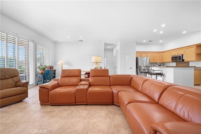 44397 Mesquite Dr, Indian Wells, CA 92210 - living room with recessed lighting and light tile patterned floors