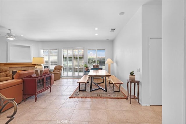 44397 Mesquite Dr, Indian Wells, CA 92210 - office featuring recessed lighting, ceiling fan, and light tile patterned floors