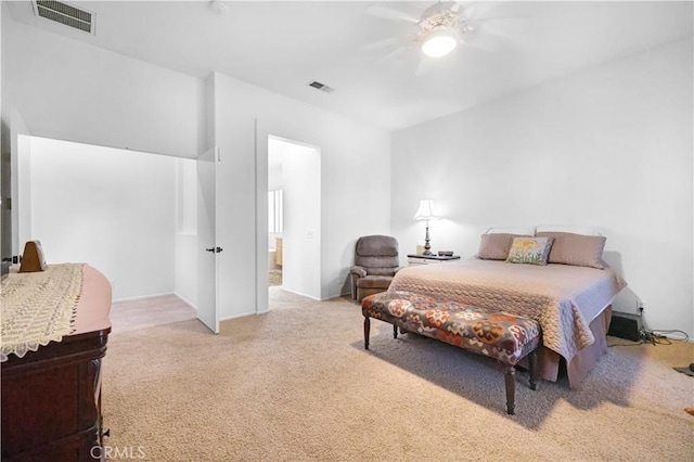 44397 Mesquite Dr, Indian Wells, CA 92210 - carpeted bedroom with a ceiling fan and ensuite bath
