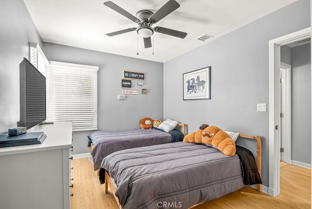 8213 Strub Ave, Whittier, CA 90602 - bedroom with light wood finished floors and ceiling fan