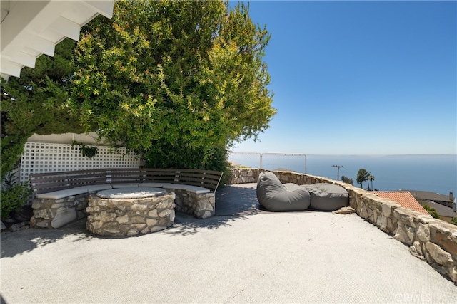 3666 Greve Dr, Rancho Palos Verdes, CA 90275 - view of patio featuring a water view