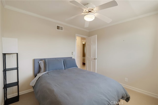 3666 Greve Dr, Rancho Palos Verdes, CA 90275 - bedroom with carpet floors, ornamental molding, and ceiling fan