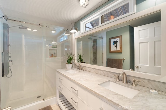 3666 Greve Dr, Rancho Palos Verdes, CA 90275 - full bathroom featuring a stall shower and double vanity