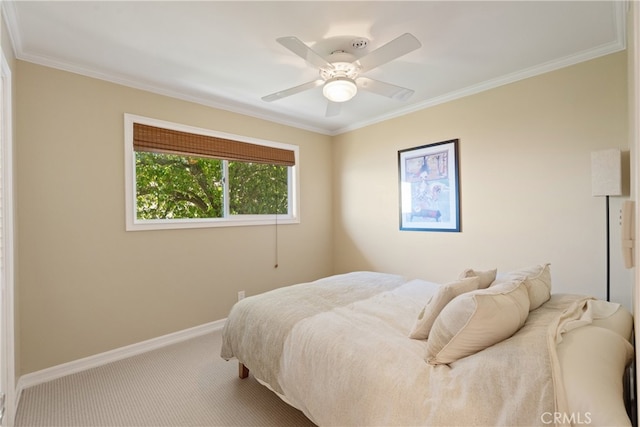 3666 Greve Dr, Rancho Palos Verdes, CA 90275 - carpeted bedroom with ornamental molding and ceiling fan