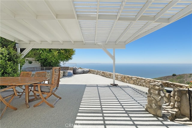 3666 Greve Dr, Rancho Palos Verdes, CA 90275 - view of patio / terrace with a water view and outdoor dining area
