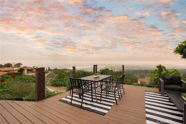 952 Via Del Monte, Palos Verdes Estates, CA 90274 - deck at dusk with outdoor dining area