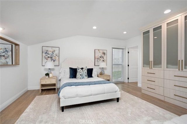 952 Via Del Monte, Palos Verdes Estates, CA 90274 - bedroom with light wood-style flooring, recessed lighting, and vaulted ceiling