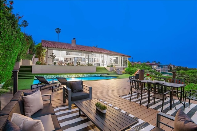 952 Via Del Monte, Palos Verdes Estates, CA 90274 - swimming pool featuring an outdoor hangout area, outdoor dining space, and a deck