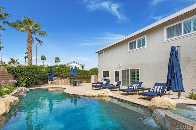 9552 Castine Dr, Huntington Beach, CA 92646 - view of pool featuring a patio area, an in-ground hot tub, and an outdoor hangout area