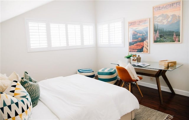 9552 Castine Dr, Huntington Beach, CA 92646 - bedroom featuring wood finished floors and vaulted ceiling