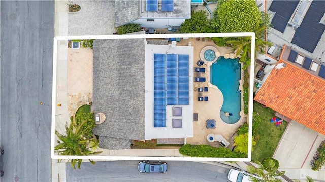 9552 Castine Dr, Huntington Beach, CA 92646 - aerial overview of property's location with a pool area and property boundaries highlighted