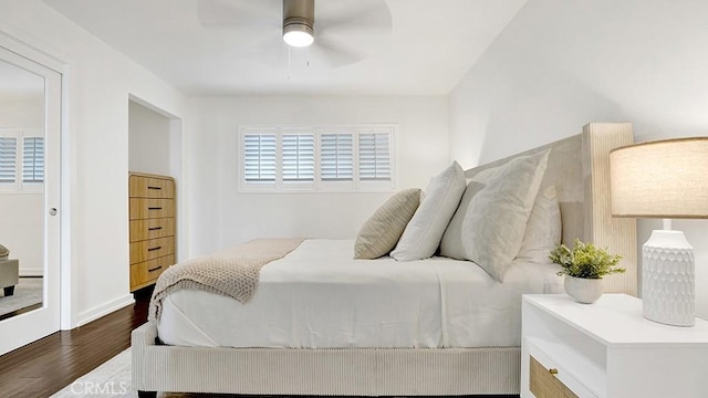 1202 N Pacific St Unit 203A, Oceanside, CA 92054 - bedroom featuring dark wood finished floors and ceiling fan