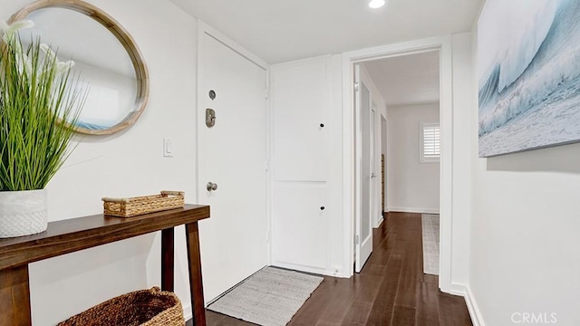 1202 N Pacific St Unit 203A, Oceanside, CA 92054 - hallway with dark wood-style flooring and recessed lighting