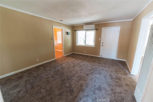 902 E Francis Ave, La Habra, CA 90631 - unfurnished room featuring ornamental molding, carpet floors, a heating unit, and a wall mounted AC