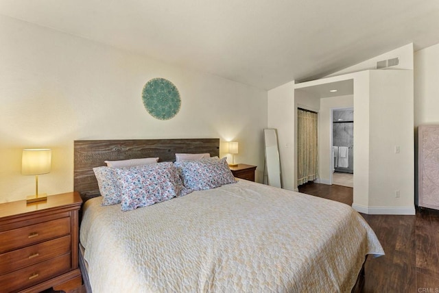340 Isthmus Way Unit 56, Oceanside, CA 92058 - bedroom featuring wood finished floors, vaulted ceiling, a closet, and connected bathroom