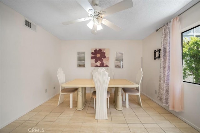 18100 Burbank Blvd Unit 11, Tarzana, CA 91356 - dining area with ceiling fan, light tile patterned floors, and a textured ceiling