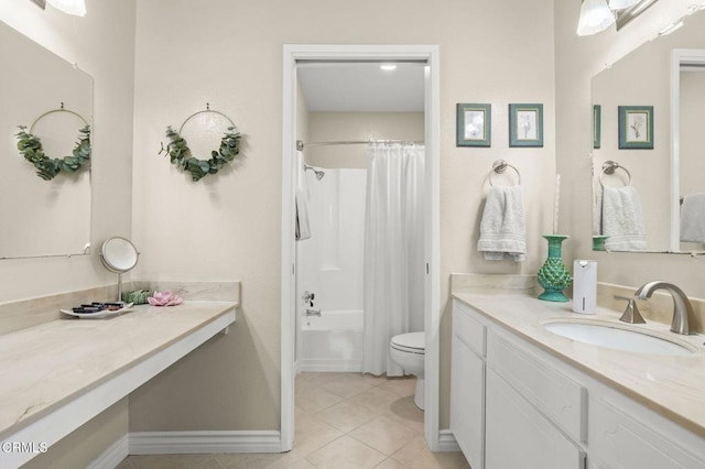 3051 Ketch Pl, Oxnard, CA 93035 - bathroom with tile patterned flooring, vanity, and shower / bath combo with shower curtain