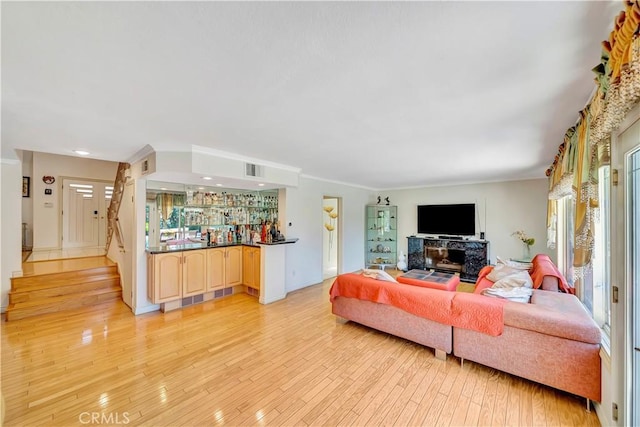 11830 Killimore Ave, Porter Ranch, CA 91326 - living area featuring bar area and light wood-type flooring