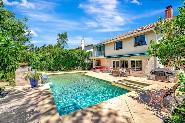 11830 Killimore Ave, Porter Ranch, CA 91326 - view of swimming pool featuring grilling area, a patio, and a pool with connected hot tub