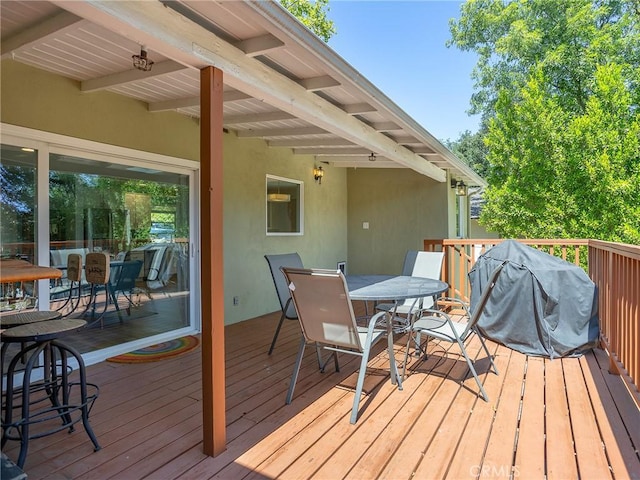 3828 2nd Ave, La Crescenta, CA 91214 - wooden deck featuring outdoor dining space and grilling area