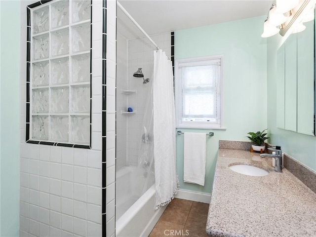 3828 2nd Ave, La Crescenta, CA 91214 - full bathroom featuring shower / tub combo, vanity, and tile patterned flooring