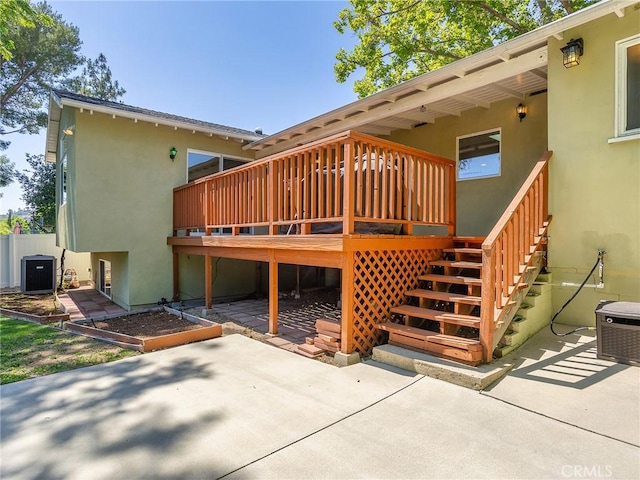 3828 2nd Ave, La Crescenta, CA 91214 - rear view of property with a patio, stucco siding, a deck, and stairway