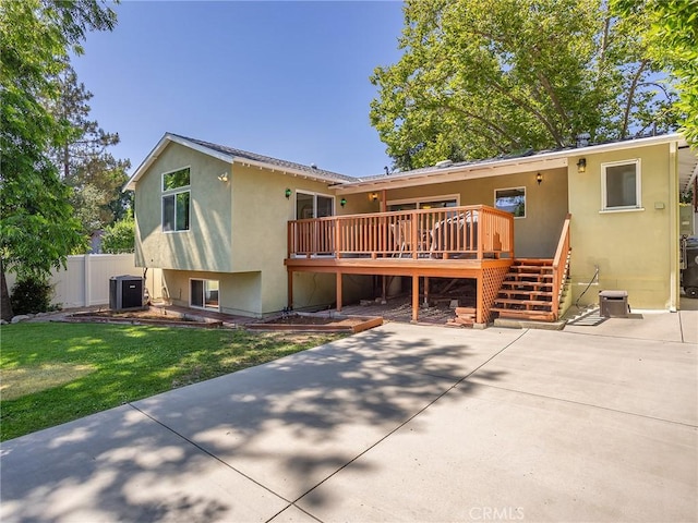 3828 2nd Ave, La Crescenta, CA 91214 - rear view of house with a deck, stairs, stucco siding, and a patio area