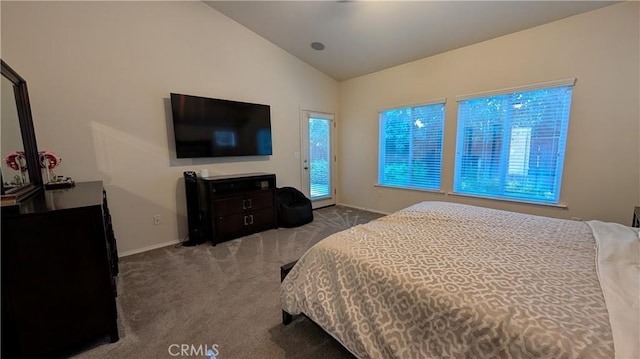 3242 Ashbury Ave, Madera, CA 93637 - carpeted bedroom featuring lofted ceiling and access to outside