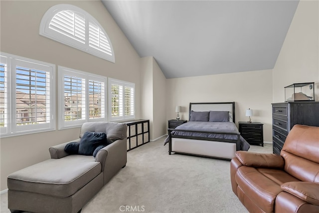 13982 Claremont Ln, Rancho Cucamonga, CA 91739 - bedroom with high vaulted ceiling and carpet flooring