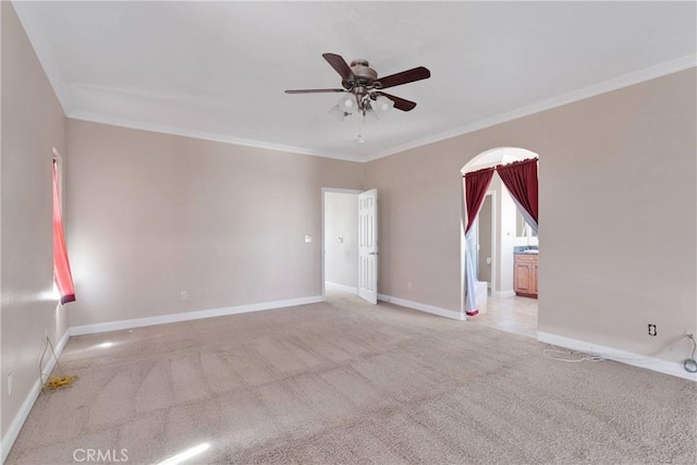 15090 Olema Rd, Apple Valley, CA 92307 - spare room featuring ceiling fan, light carpet, and ornamental molding
