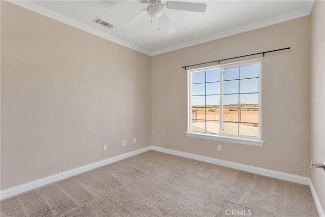 15090 Olema Rd, Apple Valley, CA 92307 - carpeted empty room featuring ornamental molding and ceiling fan