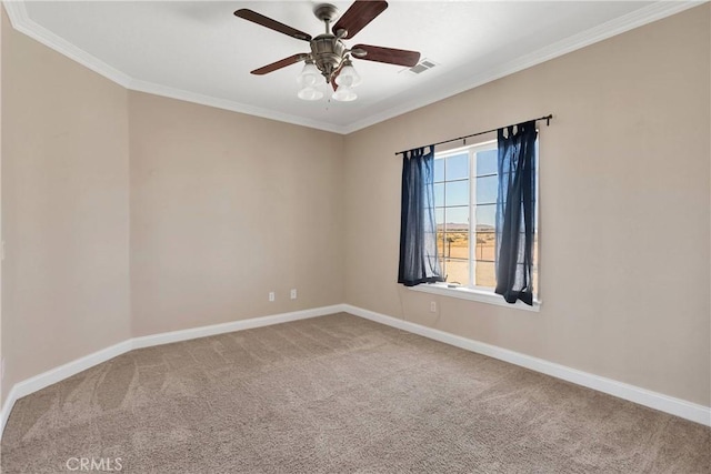 15090 Olema Rd, Apple Valley, CA 92307 - unfurnished room featuring carpet flooring, crown molding, and a ceiling fan