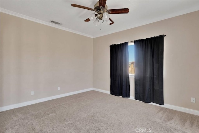 15090 Olema Rd, Apple Valley, CA 92307 - carpeted spare room featuring a ceiling fan and ornamental molding