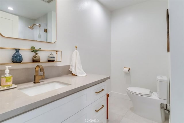 2501 S El Camino Real Unit 310, San Clemente, CA 92672 - bathroom with vanity, tile patterned floors, and a shower