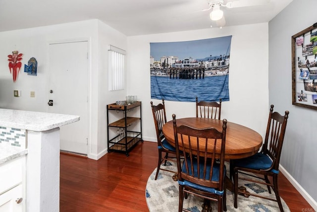 214 Woodland Pkwy Unit 206, San Marcos, CA 92069 - dining space featuring dark wood-style flooring and ceiling fan