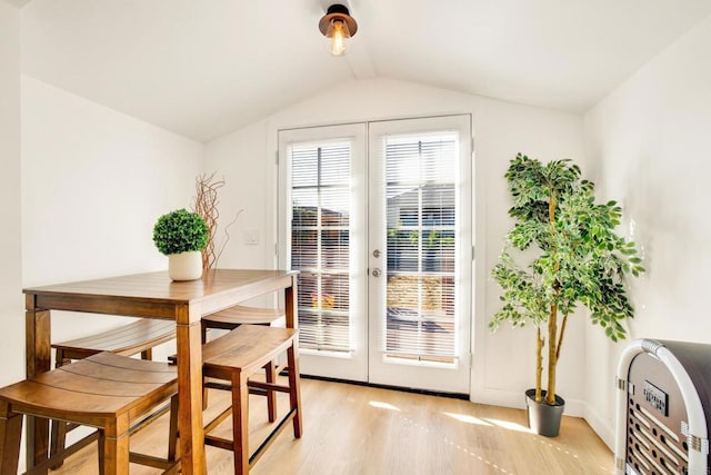 376378 Acacia Dr, Carlsbad, CA 92008 - dining room with light wood-style floors, lofted ceiling, and french doors