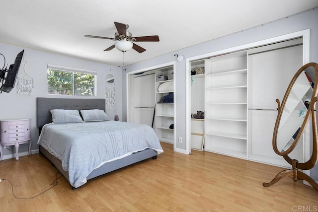 1001 Ontario St, Escondido, CA 92025 - bedroom featuring multiple closets, wood finished floors, and ceiling fan